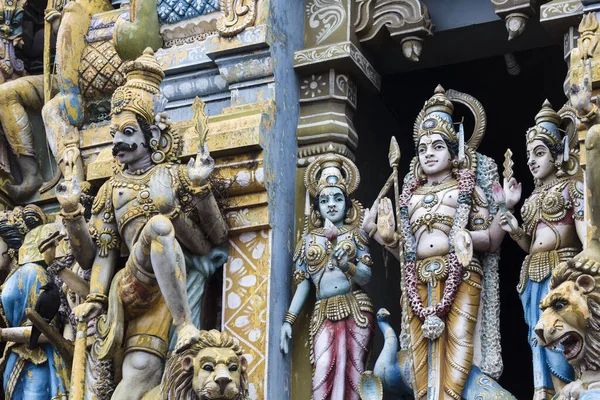 Closeup details on the tower of a Hindu Temple dedicated to Lord Shiva in Colombo, Sri Lanka....