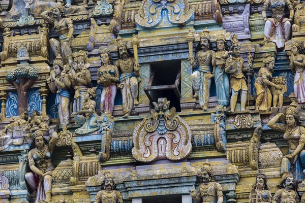 Closeup details on the tower of a Hindu Temple dedicated to Lord Shiva in Colombo, Sri Lanka....