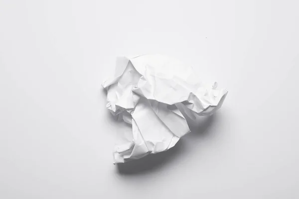 Crumpled Paper White Background Copy Space — Stock Photo, Image