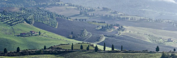 Luchtfoto Van Toscaanse Heuvels — Stockfoto