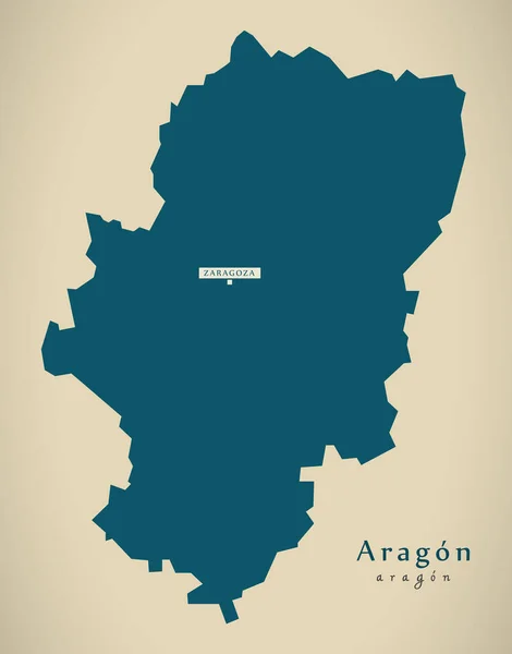 Mapa Moderno Aragón España Ilustración — Foto de Stock