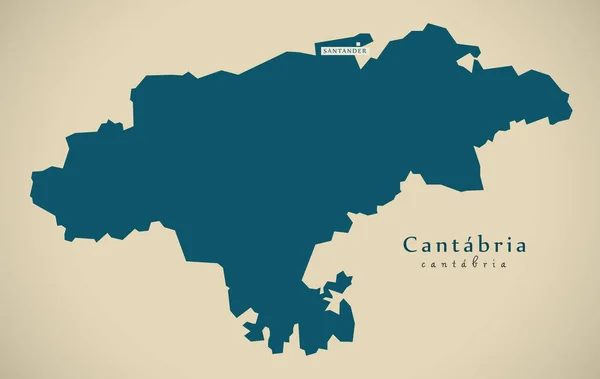 现代地图 西班牙E的坎塔布里亚图 — 图库照片