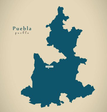 Modern Map - Puebla Mexico MX illustration clipart