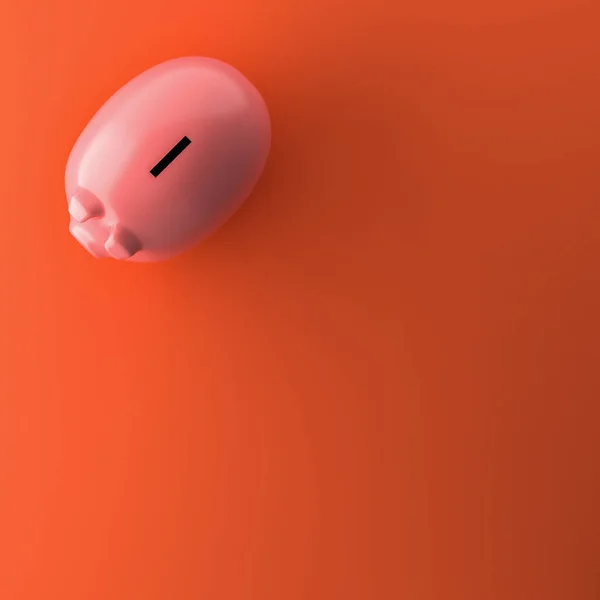 Rendering Top View Piggy Bank Plain Background — Stock Photo, Image