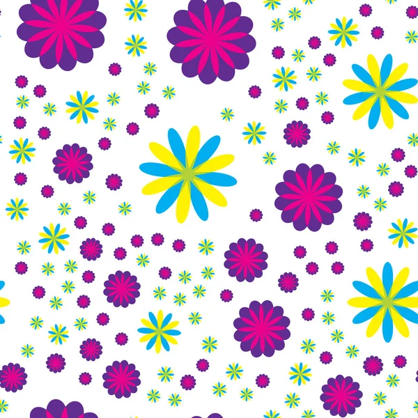 Nahtloses Muster Mit Blumen Unterschiedlicher Größe Auf Weißem Hintergrund — Stockfoto
