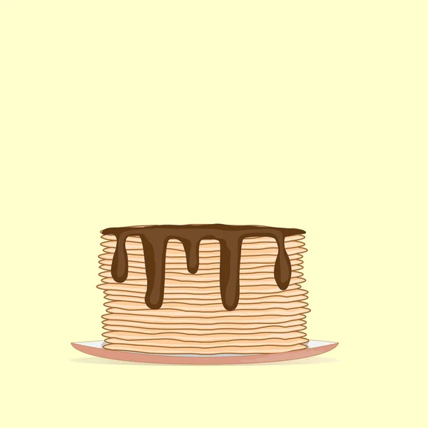 プレート上にローチョコレートとパンケーキ — ストック写真