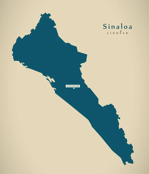 Modern Harita Sinaloa Meksika Illüstrasyonu — Stok fotoğraf