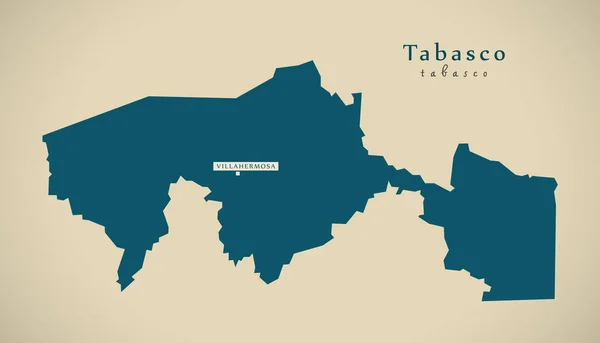 Современная Карта Tabasco Mexico — стоковое фото