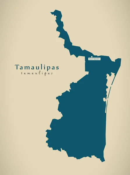 Moderní Mapa Tamaulipas Mexiko Ilustrace — Stock fotografie