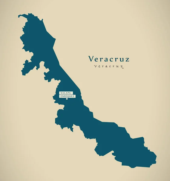 Mapa Moderno Ilustración Veracruz México —  Fotos de Stock