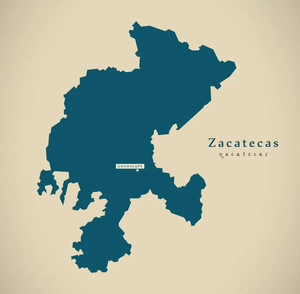 Nowoczesna Mapa Zacatecas Meksyk Ilustracja — Zdjęcie stockowe