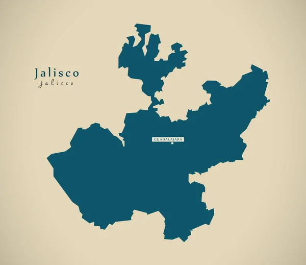 Mappa Moderna Jalisco Messico Illustrazione — Foto Stock