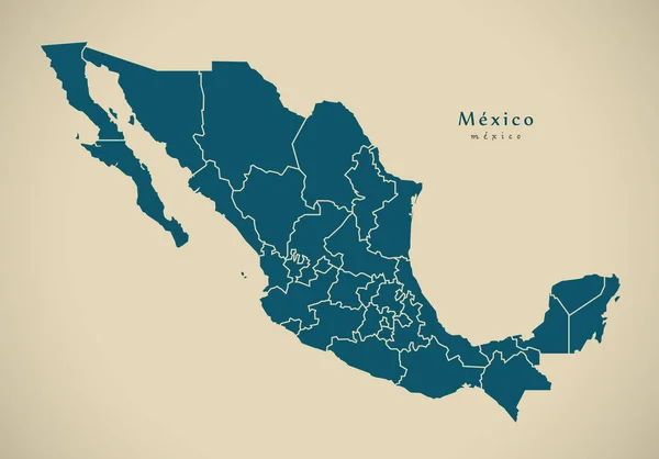 Σύγχρονος Χάρτης Μεξικό Ομοσπονδιακά Κράτη Illustration — Φωτογραφία Αρχείου