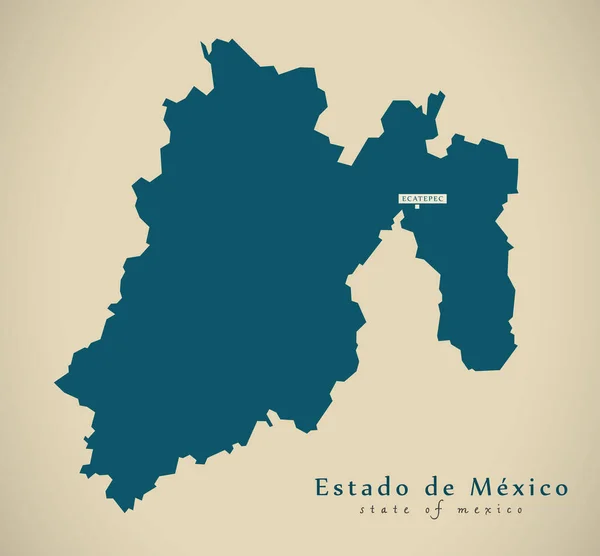 Mapa Moderno Ilustración Del Estado México —  Fotos de Stock