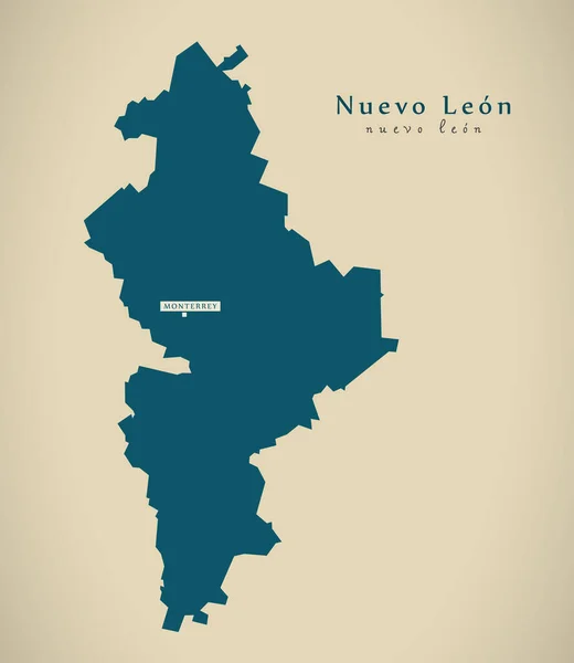Nowoczesna Mapa Nuevo Leon Meksyk Ilustracja — Zdjęcie stockowe