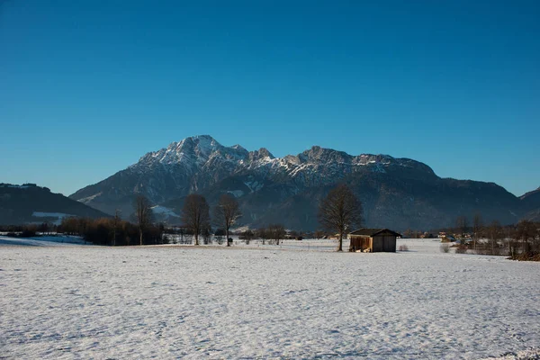 Gyönyörű Téli Táj Pinzgau Salzburgi Kerület Zell See Közelében Saalfelden — Stock Fotó