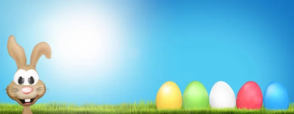 Easter Bunny Easter Eggs Background Render — Stock Photo, Image