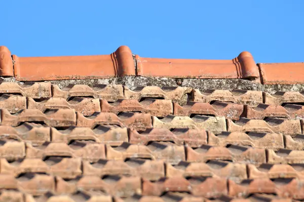 Detail Střechy Modrou Oblohou Pozadí — Stock fotografie