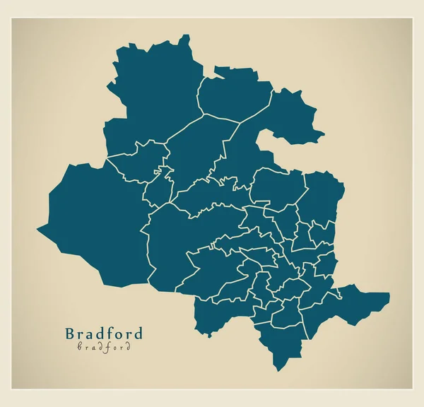 Mapa Ciudad Moderna Bradford Con Ilustración Distritos — Foto de Stock