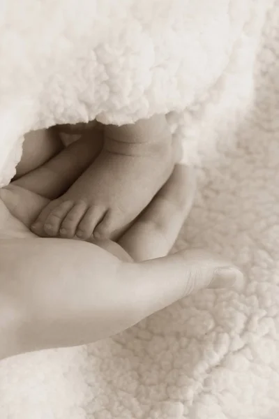 Bebek Ayak Anne Elinde — Stok fotoğraf