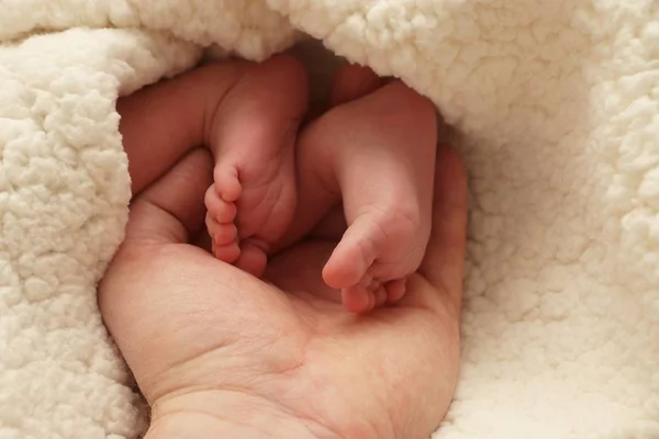 Baby Feet Mothers Hand — Stock Photo, Image