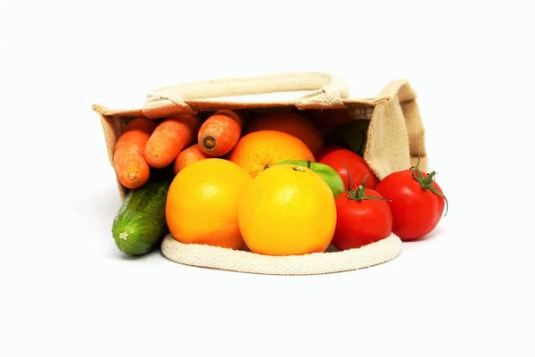 Frutas Verduras Una Bolsa Compras —  Fotos de Stock