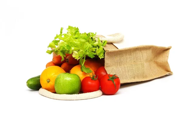 Frutas Verduras Una Bolsa Compras —  Fotos de Stock