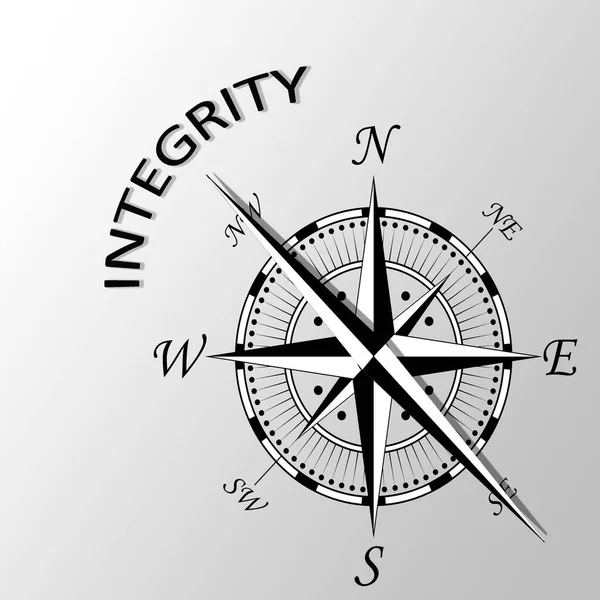 Ilustrace Slova Integrity Odepsaného Stranou Kompas — Stock fotografie