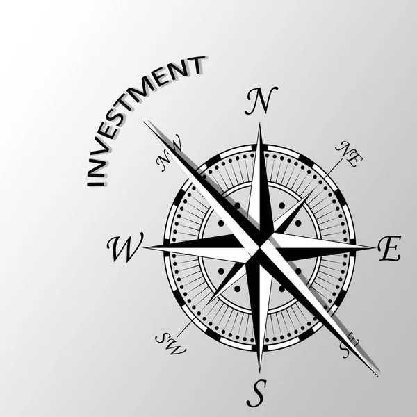 Illustration Avskrivna Investeringskompass — Stockfoto