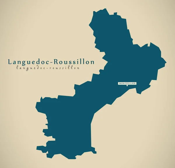 Mapa Moderno Languedoc Roussillon França Ilustração — Fotografia de Stock