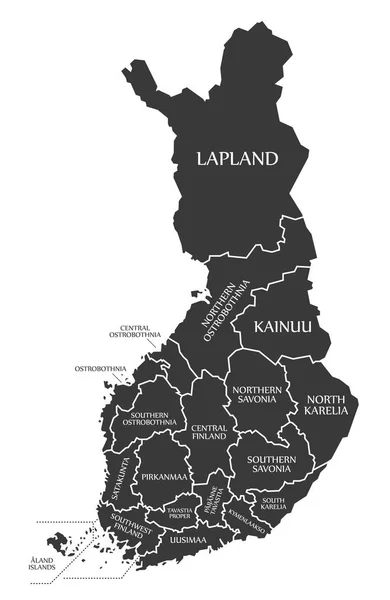 Mapa Finlandés Con Etiqueta Ilustración Inglés —  Fotos de Stock