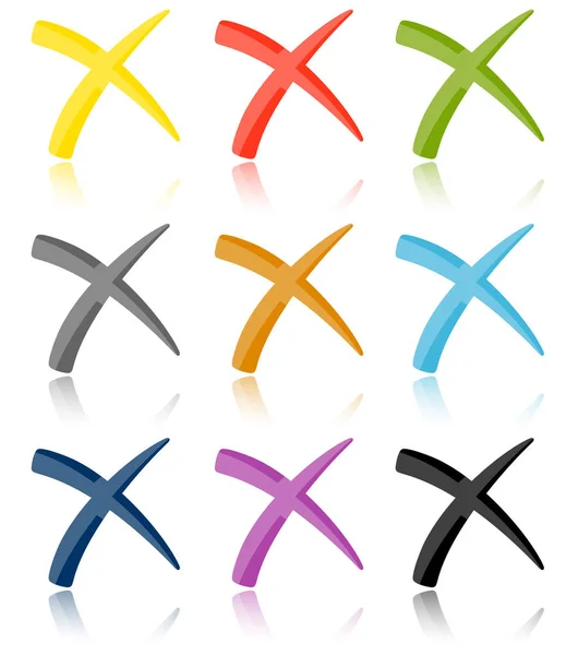 Collectie Van Gekleurde Kruisen Met Reflectie — Stockfoto