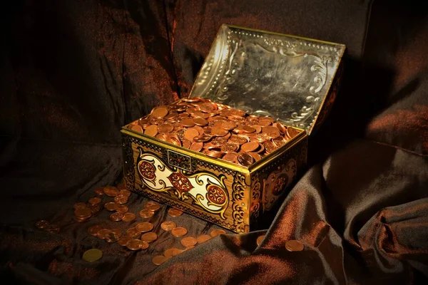 treasure chest with cent pieces