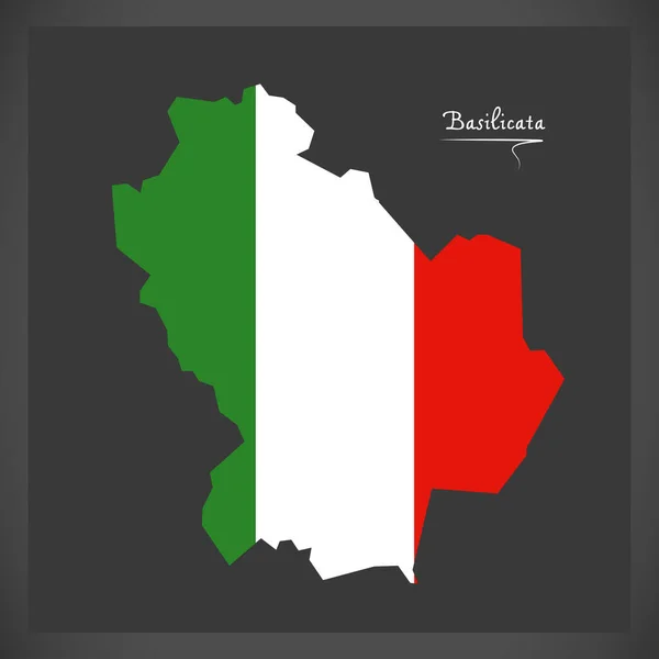 Mapa Basilicata Com Ilustração Bandeira Nacional Italiana — Fotografia de Stock
