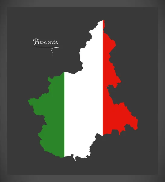 Mapa Piemonte Com Ilustração Bandeira Nacional Italiana — Fotografia de Stock