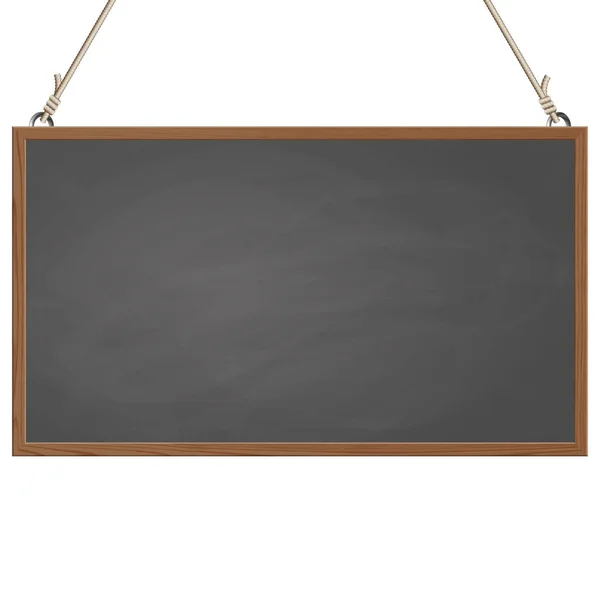 Blanco Schoolbord Met Houten Frame Hangend Aan Touwen — Stockfoto