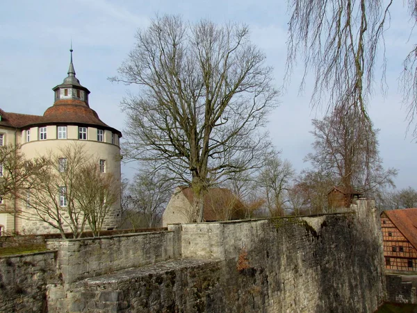 Vacker Utsikt Över Majestätisk Medeltida Slottsarkitektur — Stockfoto