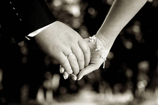 Wedding Couple Hand Hand — Stock Photo, Image