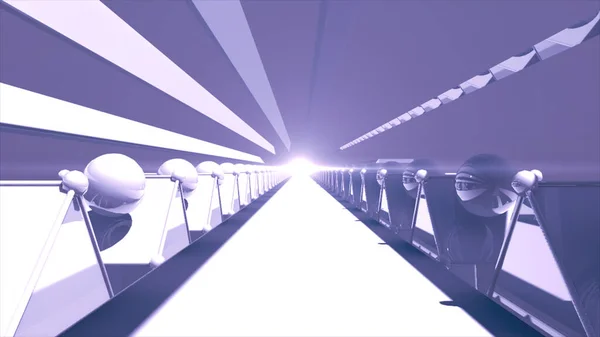 Rendering Tunnel Stradale Futuristico Sfondo Tecnologico Con Luce Alla Fine — Foto Stock