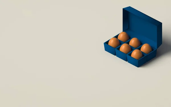 Boyutlu Yumurta Kutusundaki Yumurta Kalıpları Saf Sırt Zemininde — Stok fotoğraf