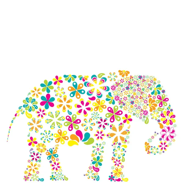 Концепция Большого Количества Цветов Форме Слона Белом Фоне — стоковое фото