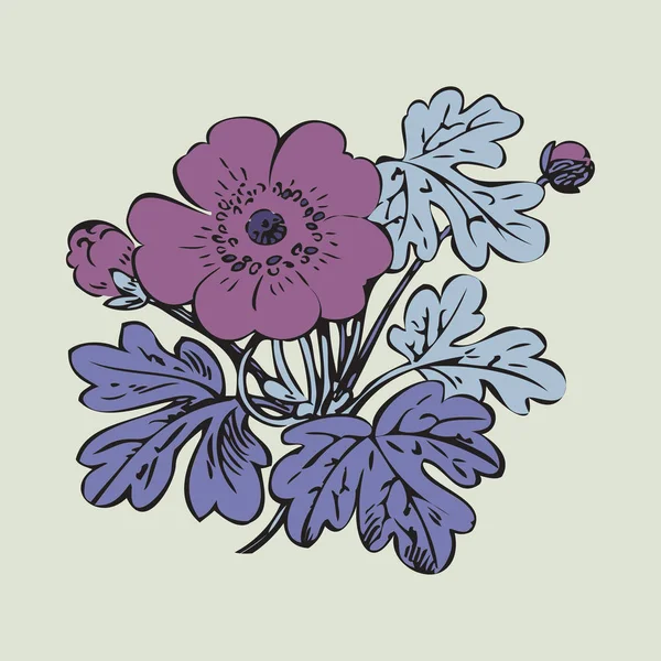 Arbusto Floral Retro Vector Fondo Blanco Dibujado Mano Contorno Vendimia —  Fotos de Stock