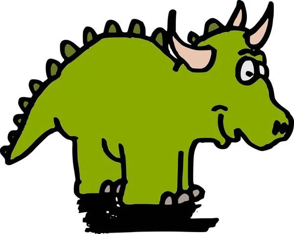 Vector Illustration Cute Green Dinosaur White — Stock Photo, Image