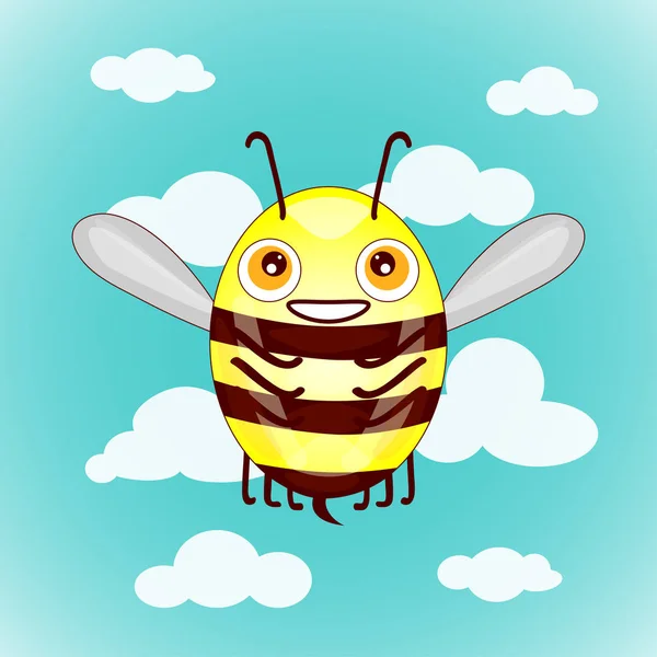 Мультфильм Милые Пчёлы Небе Векторной Иллюстрацией Облаков — стоковое фото