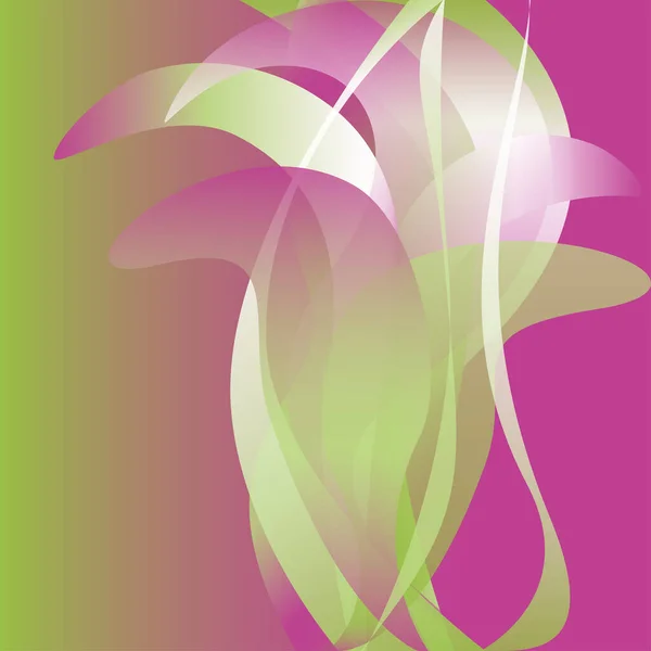 Barevné Vlny Květ Izolované Abstraktní Pozadí Zelené Růžové Světlo — Stock fotografie