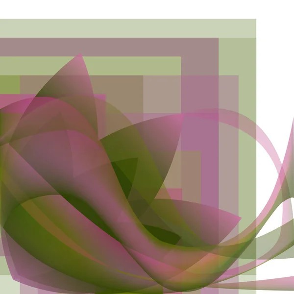 炫彩抽象花卉与波浪对方形渐变背景 — 图库照片