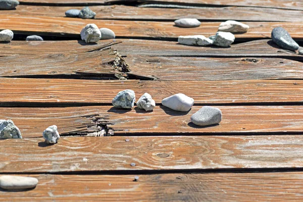 Stones Wooden Floor — Stock Photo, Image