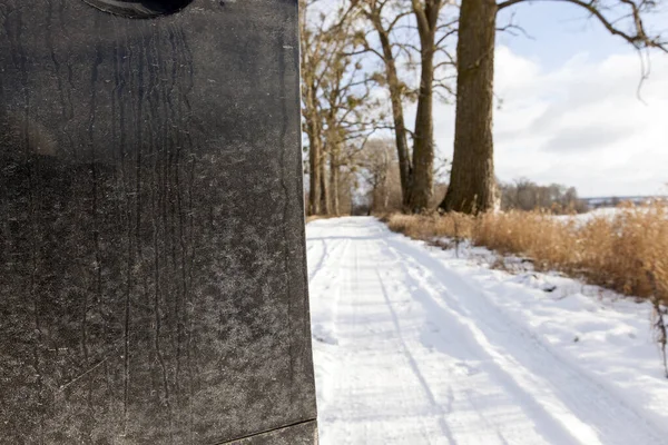 Vägen Vintern Täckt Med Snö Närbild Bilder — Stockfoto