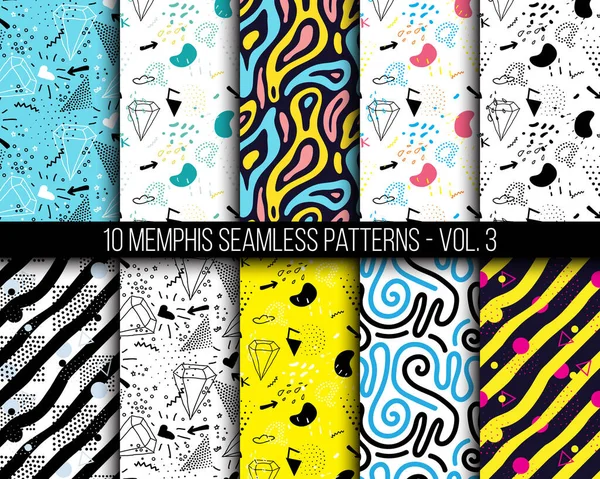 Farklı Evrensel Geometrik Memphis Kusursuz Desen Renkli Parlak Karalama Sonsuz — Stok fotoğraf