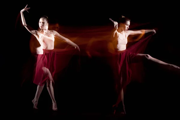 Dança Sensual Emocional Bela Bailarina Técnica Fotográfica Com Estroboscópio — Fotografia de Stock